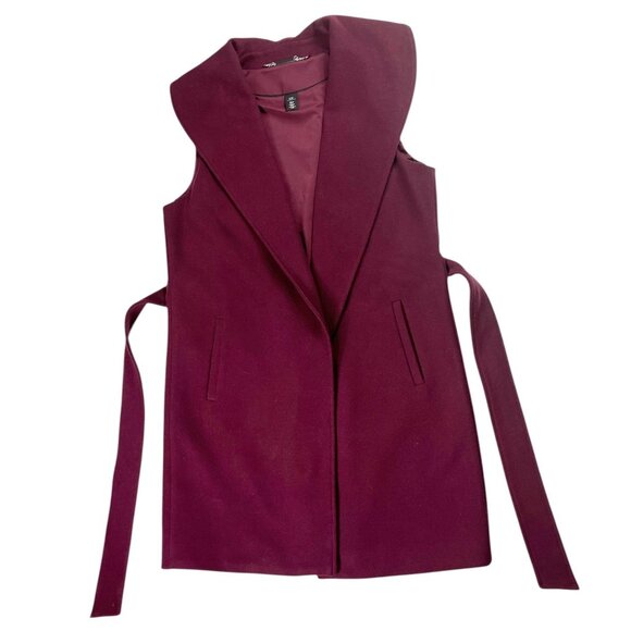 White House Black Market Sleeveless Wrap Coat Vest Shawl Collar Belted Size S/M - Picture 4 of 16